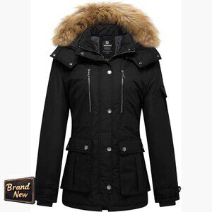Women's Quilted Puffer Parka with Removable Hood Waterproof Winter Coat